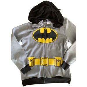 Batman Costume Zip Up Hoodie w/ Mask Ears DC Comics XL (14/16) Youth